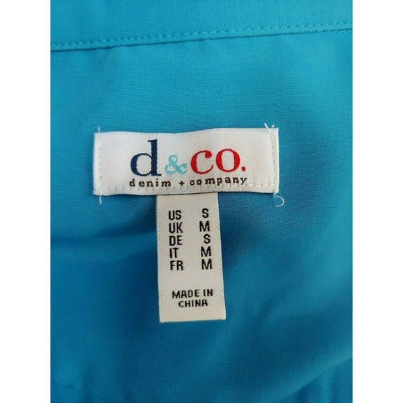 D&Co Denim & Co Womens Top Small Long Sleeve Blue Tunic Button Front Career - Picture 5 of 6